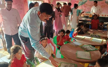 कलेक्टर किशोर कुमार कन्याल ने किया आदर्श आंगनवाड़ी का निरीक्षण