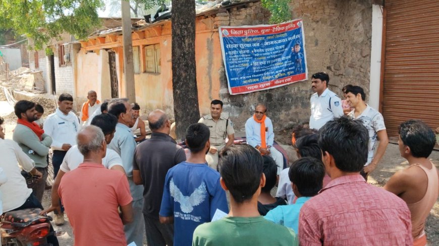 ग्राम खजूरी कला में लगी “यातायात चौपाल”, हेलमेट पहनने का दिलाया संकल्प