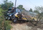 हाइवे से नीचे खाई में उतरी तेज रफ्तार बस, पेड़ से टकराकर पलटने से बची