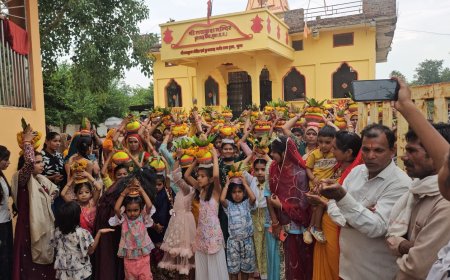 सकतपुर रोड पर लक्ष्मीनारायण प्राण प्रतिष्ठा महोत्सव शुरू, भव्य कलश यात्रा के साथ हुआ शुभारंभ